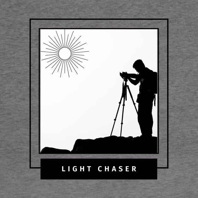 Light chaser photographer and sun design with mountains for nature photographers by BlueLightDesign